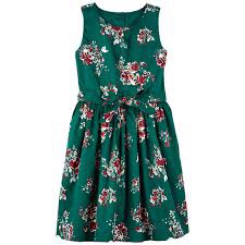 Carter's Green Floral Sateen Dress